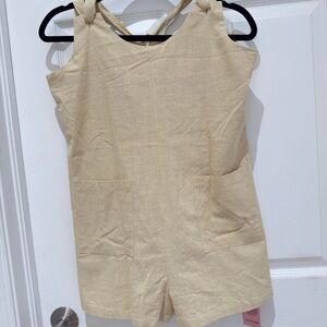 PrettyLittleThing Light Line Tan Romper